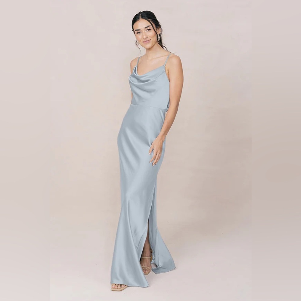 New with Tags - Revelry Nadia Satin Dress in Sky Blue